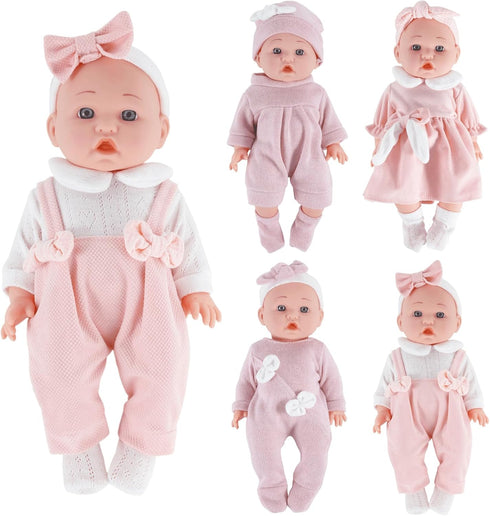 FADALEA 12 inch Doll Clothes and Accessories with Headband Hat Socks 4-Packs for