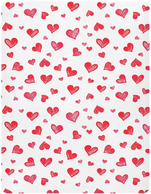 Sinestour Red Heart Love Baby Crib Sheet Soft and Breathable Crib Mattress Protector for Standard Crib Mattress Topper