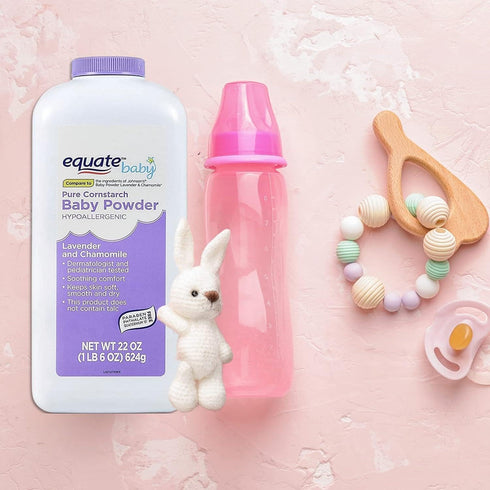 Generic 1 Pack 22 Oz 1 Pack 22 Oz Equate Pure Cornstarch Baby Powder Bundle-Includes Equate Lavender Chamomile, Equate