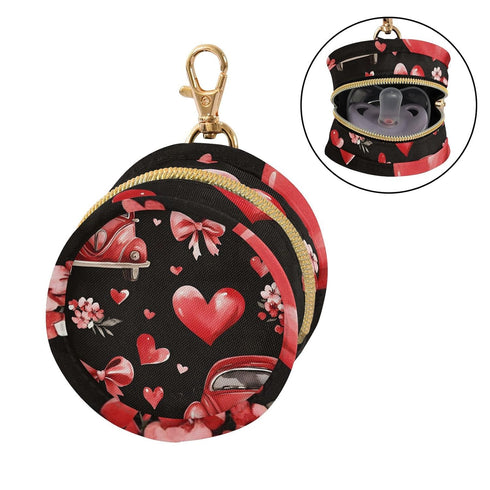 YETTASBIN Valentines Car Portable Pacifier Holder Case with Metal Hook Buckle & Zipper for Diaper Bag and Stroller