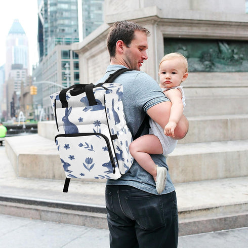 BOESI Backpack, Mommy Backpack Ink-wash Rabbit Diaper Bag Bag, Multifunctional Diaper Bag, Travel