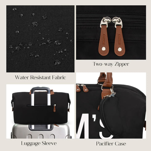 6pcs 2 printe Large Diaper Bag Tote with Changing Pad & Organized Pouches, Mom's Bag for Hospital with Pacifier Case