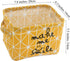 Mziart Small Foldable Canvas Storage Basket, Cotton Fabric Mini Portable Organizer Box for Makeup Toys (Yellow)