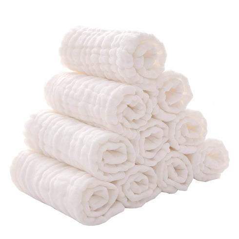 Baby Muslin Washcloths -6 Layer Soft Absorbent Face Towel - Natural Newborn