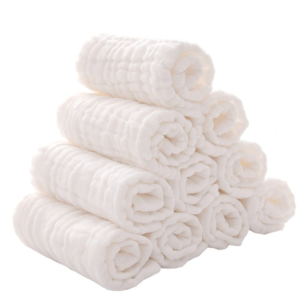 Baby Muslin Washcloths -6 Layer Soft Absorbent Face Towel - Natural Newborn