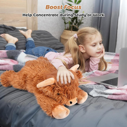 22" 4.5 lbs 2-in-1 & Large Laying Highland Cow Plush, Weighted Stuffed Animals for Adults and Kids, Cow Plushies