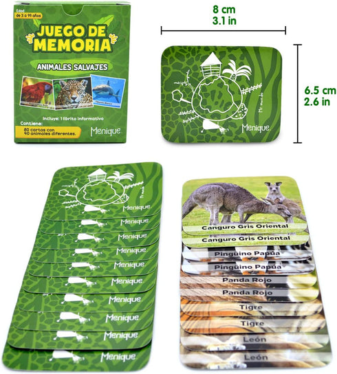Juego de Memoria de Animales Salvajes en español - Wild Animals Memory Matching Game