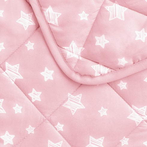 Cozy 39x47 Inches Baby Blanket for Boys and Girls, Soft Toddler Comforter Quilted with Pink Star Print, Ultra Soft Down