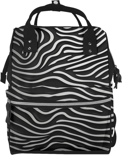 QSMJKLD Black and White Grain Diaper Bag with Changing Pad, Pacifier Holder -