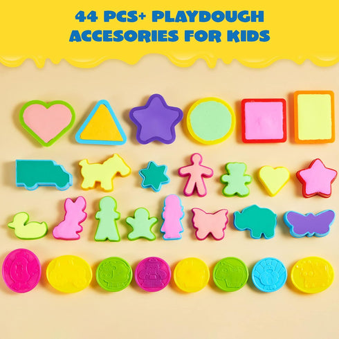 JOYIN 44 Pieces Play Dough Accessories Set - Various Plastic Molds, Rolling Pins, and Cutters for Kids