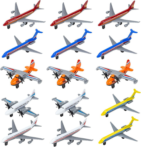 15PCS Airplane Toy Goodie Bag Stuffers, Diecast Toy Airplanes for Boys Age