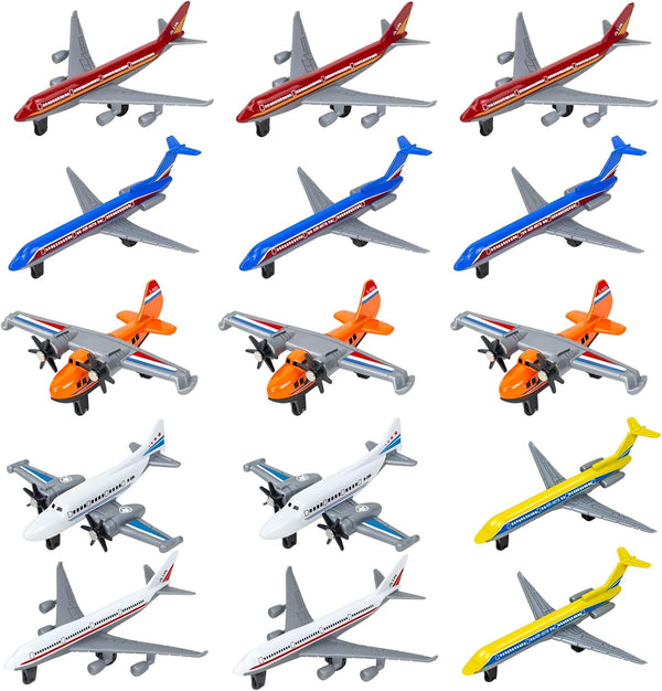 15PCS Airplane Toy Goodie Bag Stuffers, Diecast Toy Airplanes for Boys Age