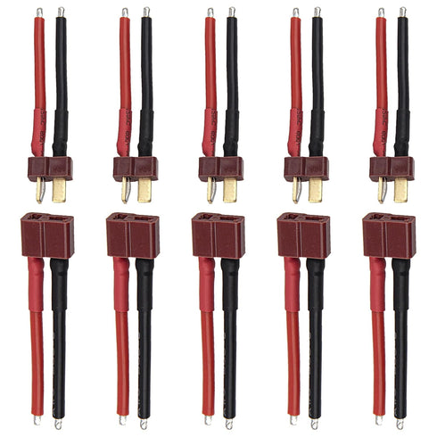 5Pairs ShareGoo T Plug Male Female Connector with 50mm 14AWG Silicone Wire