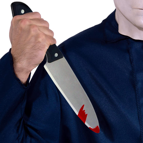 2PC UQJE Fake Knife with Blood Halloween Butcher Silver Kitchen Knife Toy Horror Cosplay Prop