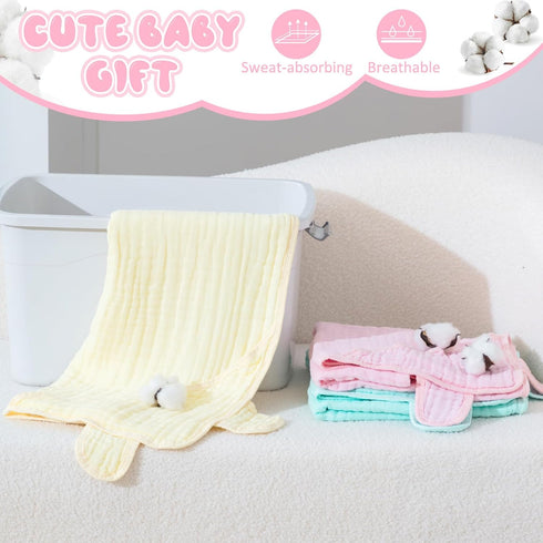 6 6 Preboun Pcs Muslin Baby Hooded Towels Cotton Absorbent Layers Cute Bath Toddler Towels for Newborn Kids Girl Infant