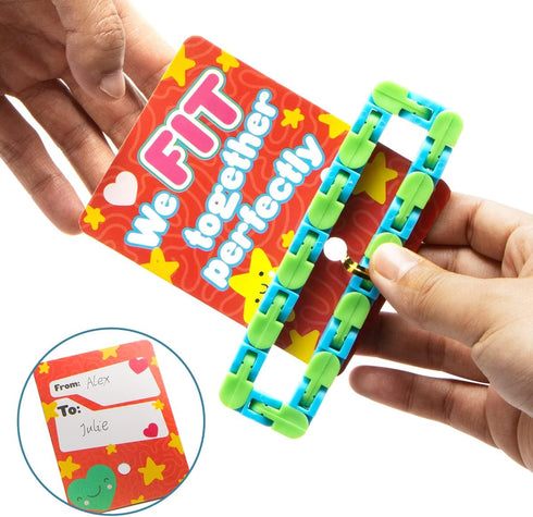 28 Pack JOYIN Wacky Tracks with Valentines Cards, Twist Track Fingers, Snake Puzzles Fidget Toys for Stress Relief