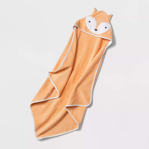Cloud Island 100% (30"x30") ANGIEHAIE Plush Terry Cotton Baby Fox Hooded Towel - Orange Unisex Baby Gift Baby Boy Baby