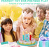 Set Birthday Cake Cutting Toys, Wooden Play Food for Kids Toddlers, Pretend Play Kitchen Toys for Boys Girls