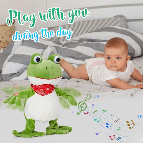 12 Houwsbaby Green Frog Toy Croaking Frog Musical Stuffed Animal Frolick Froggy Shaking and Waving Electronic
