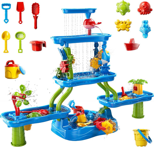 WATUDOU 3-5 4-8, 5-Tier Set, Summer Kids Water Table for Toddlers Kids Ages Water Table with Rich Activity Outdoor