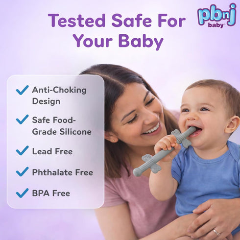 36+ 6 Pack PBnJ Baby Silicone Teether Tubes for Babies, Infant Teething Toys, Soft Chew Sticks for Sore Gums, Baby