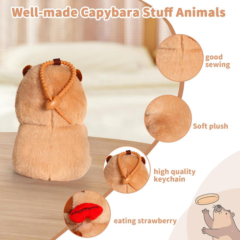 Backpack SASBSC Cute Capybara Plush Keychain Stuffed Animal Pendant for Back to School Gifts, Charm, Desk Decor