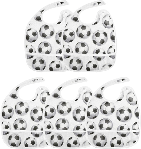 IHCVHQX 1 Pack Baby Feeding Bibs for Boys Girls Soccer Ball Pattern Toddler Infant Bandana Drool Bibs with Pocket