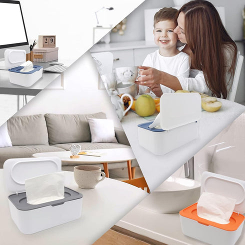 2Pcs Baby Wipes Dispenser, Diaper Wipe Holder with Lid, Refillable Wipes Case Container with Sealing Design, Flushable