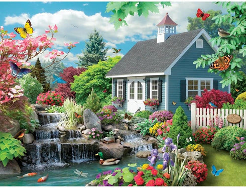 100 15" 19" Bits and Pieces Piece Jigsaw Puzzle for Adults Dream Landscape - Spring Flowers Birds Jigsaw Puzzle by Alan