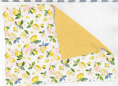 Summer 30x40 Lemons Baby Blankets for Girl Boy Lemon Branch Leaves Flowers Soft Mink Dotted Backing Double Layer