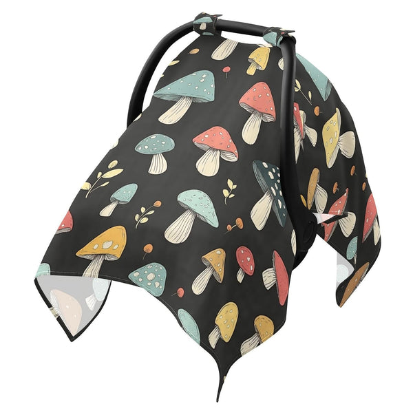 Dalzium Mushroom Car Seat Cover Baby Girl Boy, Carseat Canopy Cover Breathable Baby
