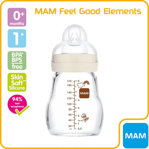 (170 ml, MAM Feel Good Glass Bottle Unisex)