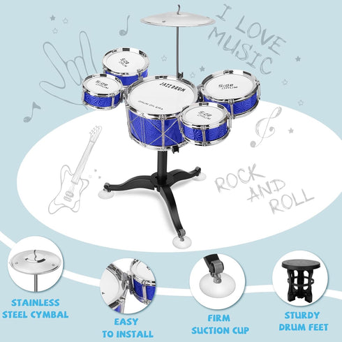 Set 8 Playset Toddler Drum Kids Jazz Drum Kit Piece - Educational Percussion Musical Instruments Toy Christmas Birthday