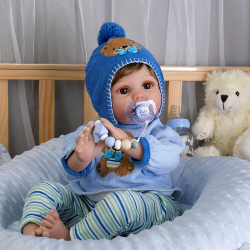 Aori Reborn Baby Dolls Boy, 22 Inch Realistic Lifelike Newborn Baby Doll with Teddy Toy and Accessories