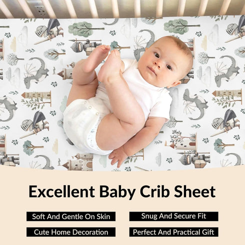 Cstdyfrv 28x52in Cute Pastel Dragons Castle Knight Baby Crib Sheets Fantasy Dragons Trees Standard Crib Toddler