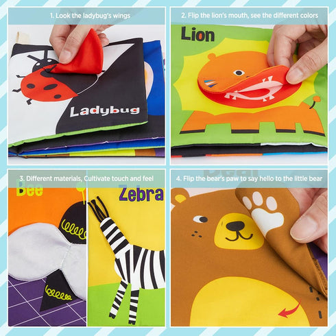 Soft Baby Books by beiens, High Contrast NonToxic Fabric Touch and Feel Crinkle Books for Infants Toddlers