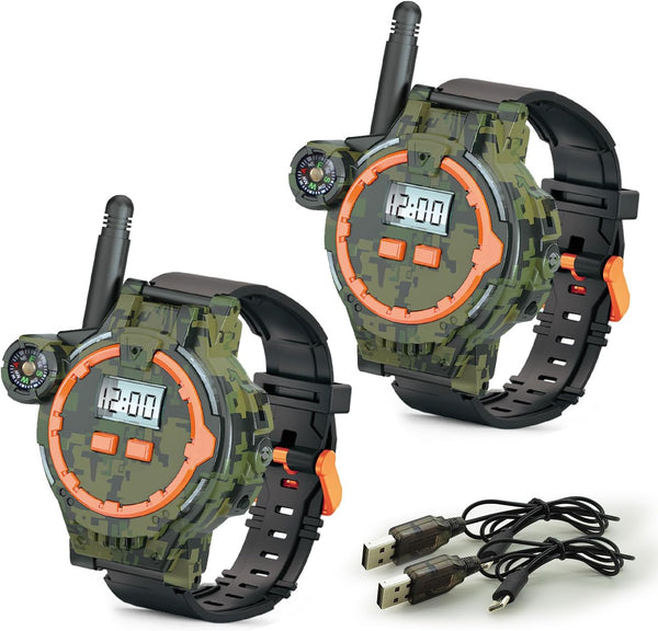 Rechargeable Walkie Talkie for Kids, Two-Way Radio with Flashlight for Outdoor Game Gifts for Boys and Girls Age 4-12