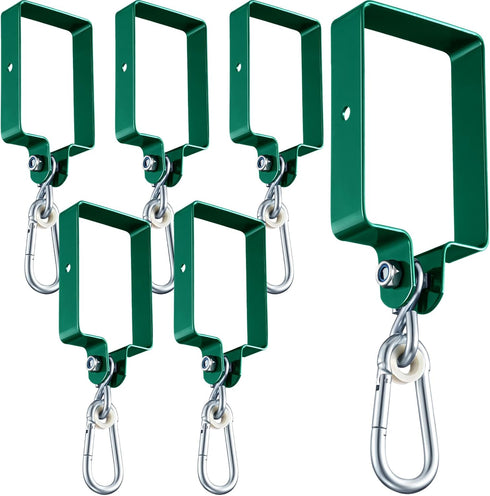 Dunzy 6 Pcs Heavy Duty Swing Hangers with Snap Hooks for Outdoor Playground, Metal Swing Set Attachments
