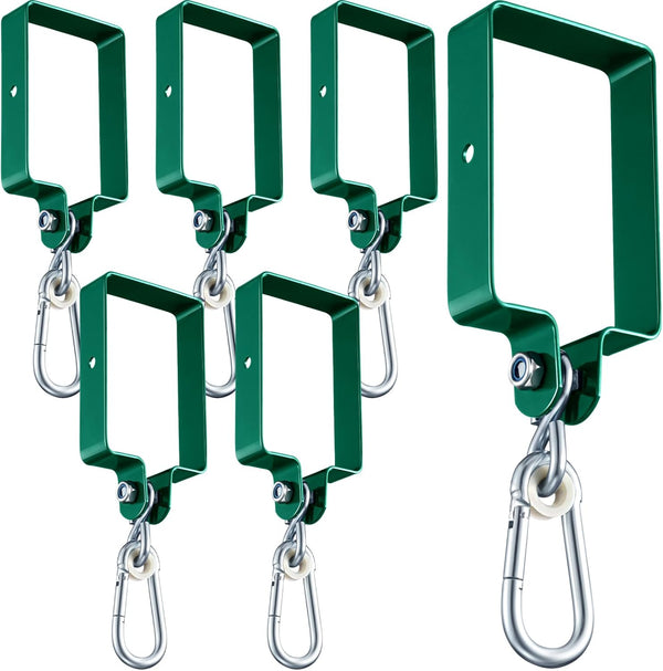 Dunzy 6 Pcs Heavy Duty Swing Hangers with Snap Hooks for Outdoor Playground, Metal Swing Set Attachments