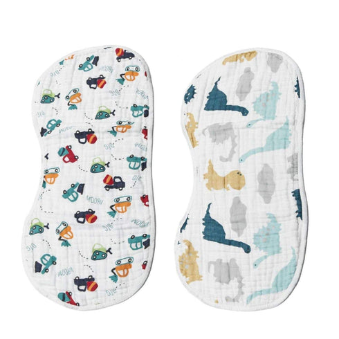 ShoppeWatch Muslin Burp Cloths Baby Burping Bibs 2-Pack Large 100% Cotton 6 Layers