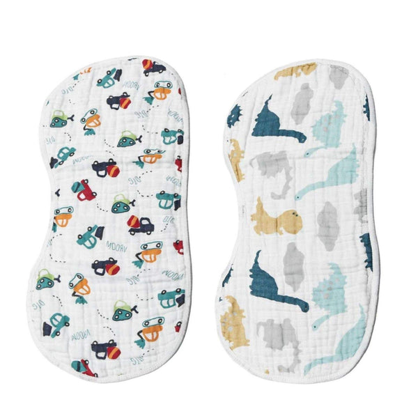 ShoppeWatch Muslin Burp Cloths Baby Burping Bibs 2-Pack Large 100% Cotton 6 Layers