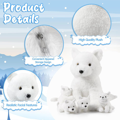 5 1 Mommy 4 Lenwen Pcs Stuffed Animal Bulk Plush with Cute Babies Plush Wild Stuffed Animal Toy for Boys Girls Birders