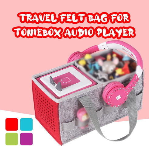 Carrying Case for Tonies Starter Set - Storage Bag for Tonies Figurine, Red Felt Cloth Toy Bag