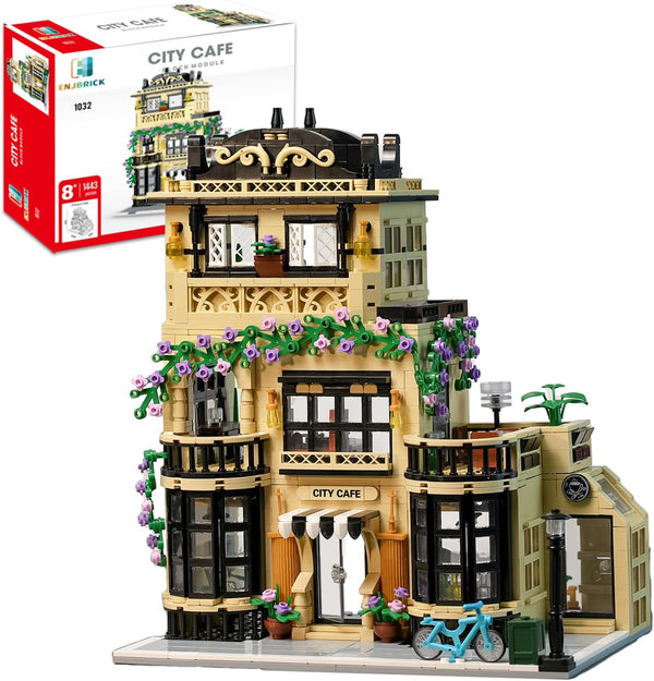 ENJBRICK Coffee Shop Building Set, 1443 PCS Architecture Kit for Adults, Boys and Girls 8-14 Years