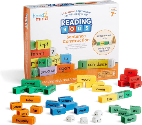 hand2mind Reading Rods, Sentence Construction for Kids, Parts of Speech Linking Cubes, Reading Tools