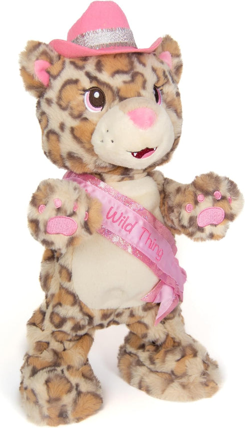 Cuddle Barn - Girl's Night Gina, 14 Inches Animated Musical Singing Dancing Party Leopard Plush Toy