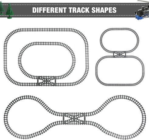 54 32 20 2 MANNIDOO Classic City Train Tracks, Pieces Railroad Track with Curved, Straight and Switch Train Tracks