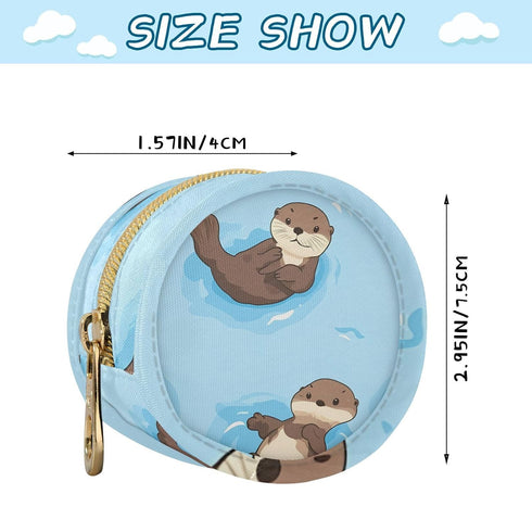 YETTASBIN Cartoon Sea Otters Portable Pacifier Holder Case with Metal Hook Buckle & Zipper for Diaper Bag and Stroller