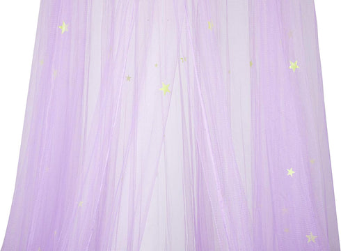 BCBYou Bed Canopy Mosquito Net with Fluorescent Stars, Glow in Dark for Baby Crib, Kids, and Adults (Purple)