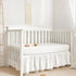 TILLYOU Ruffled Baby Crib Skirt with Pompoms, 28”x 52”, 14'' Drop, White for Girls and Boys
